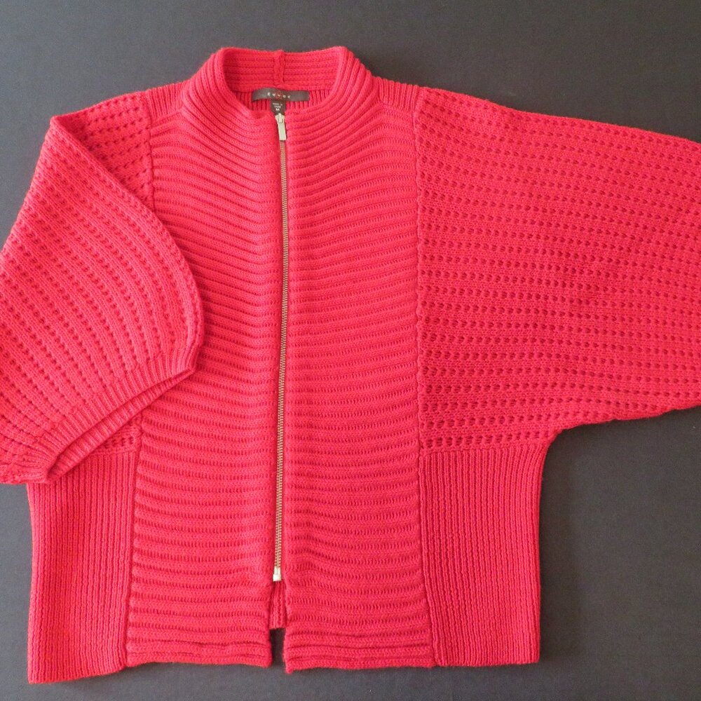 Fever Womens Red Zip Front Sweater Medium